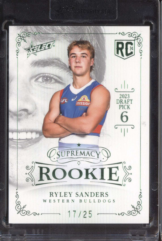 Ryley Sanders 2024 Select Supremacy Rookies Platinum Green RC 17/25