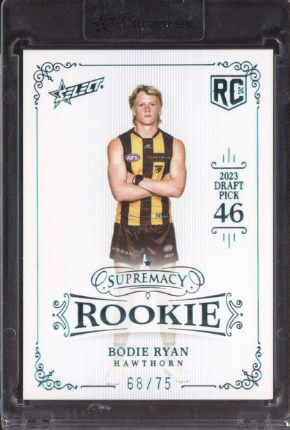 Bodie Ryan 2024 Select Supremacy Rookies Platinum Blue RC 68/75