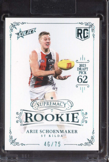 Arie Schoenmaker 2024 Select Supremacy Rookies Platinum Blue RC 46/75
