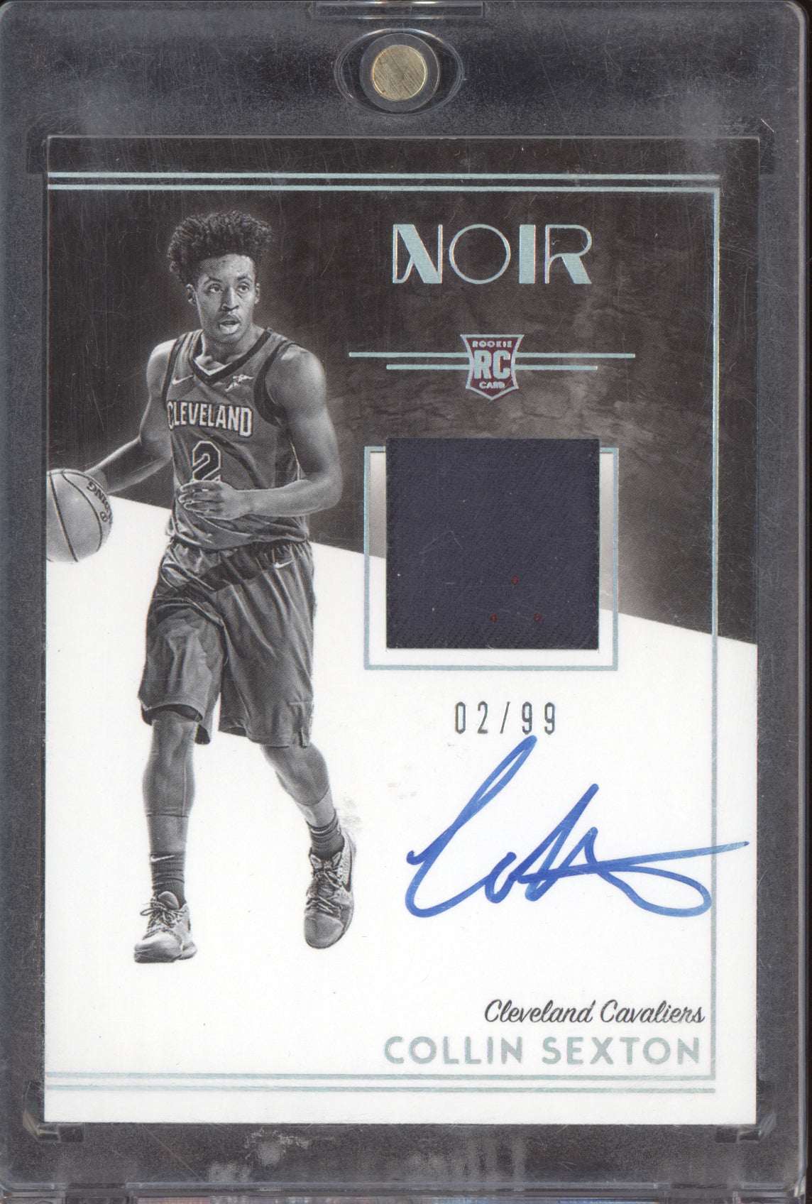 Collin Sexton 2018-19 Panini Noir Rookie Patch Auto Jersey Number RC 2/99