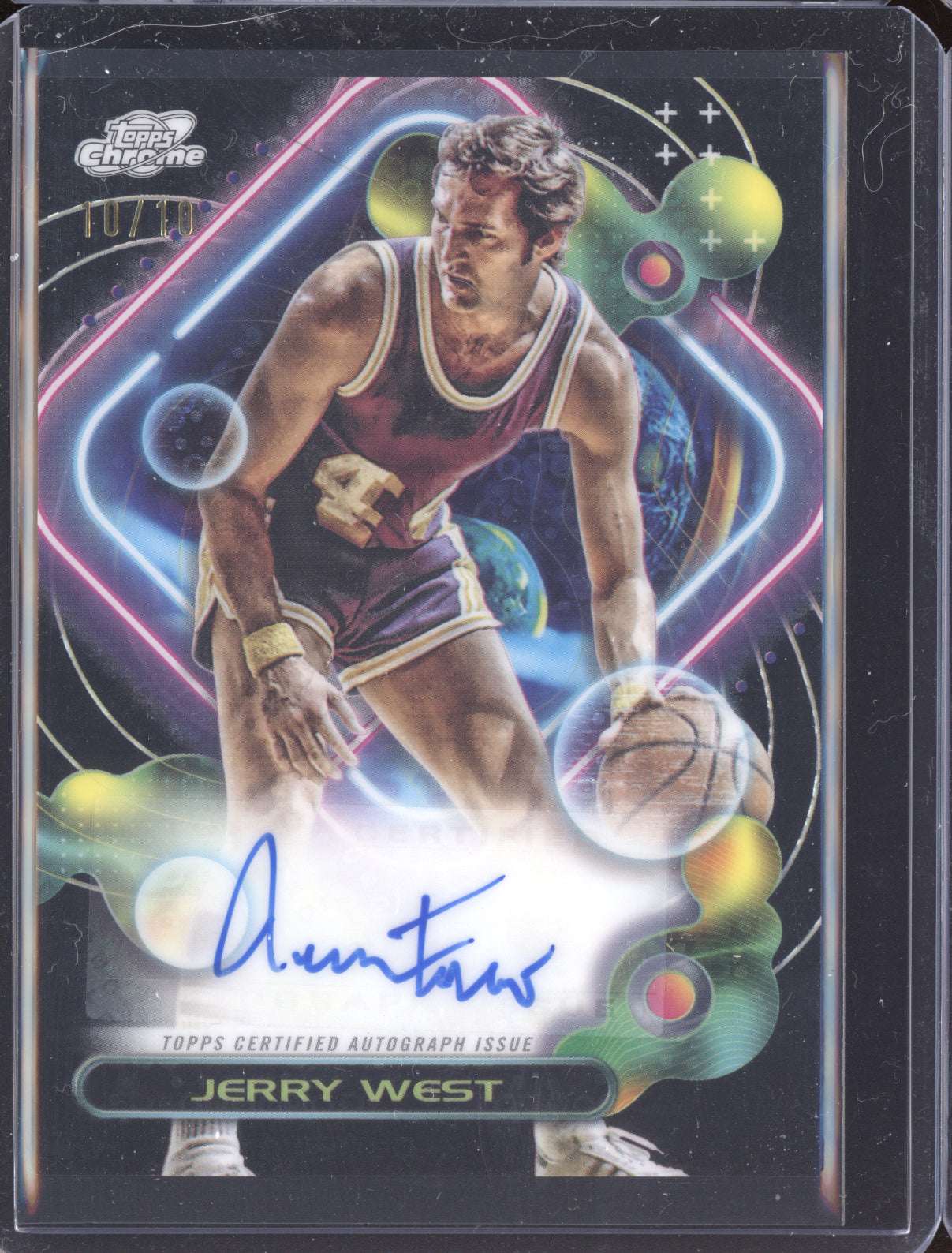 Jerry West 2023-24 Topps Cosmic Chrome Black Auto 10/10
