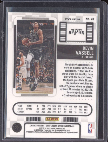 Devin Vassell 2022-23 Panini Contenders Optic Season Ticket Gold Wave 6/10