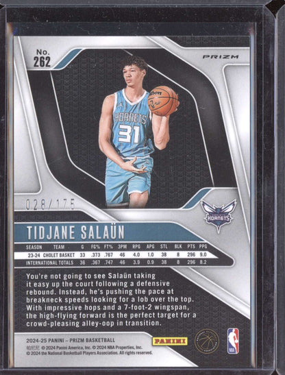 Tidjane Salaun 2024-25 Panini Prizm White RC 28/175