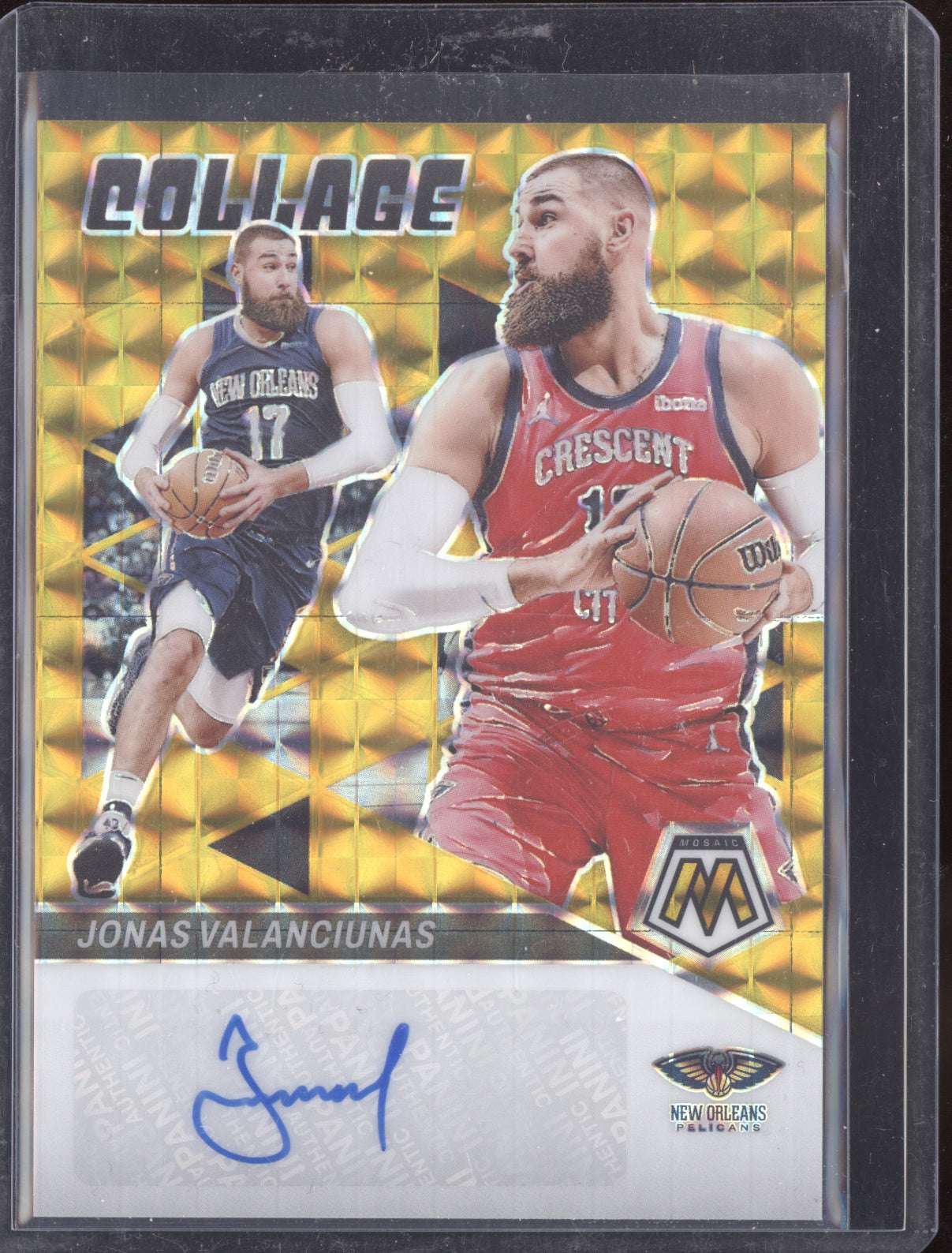 Jonas Valanciunas 2023-24 Panini Mosaic Collage Auto Gold 7/10