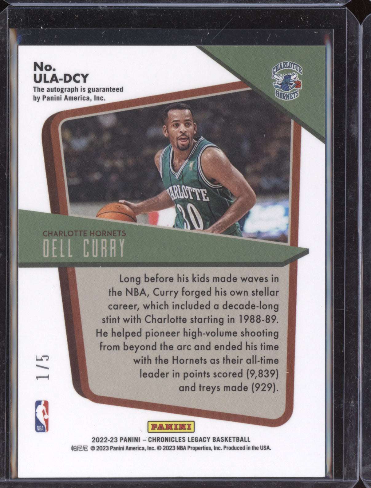 Dell Curry 2022-23 Panini Chronicles Under the Lights Auto Asia Red Gold 1/5