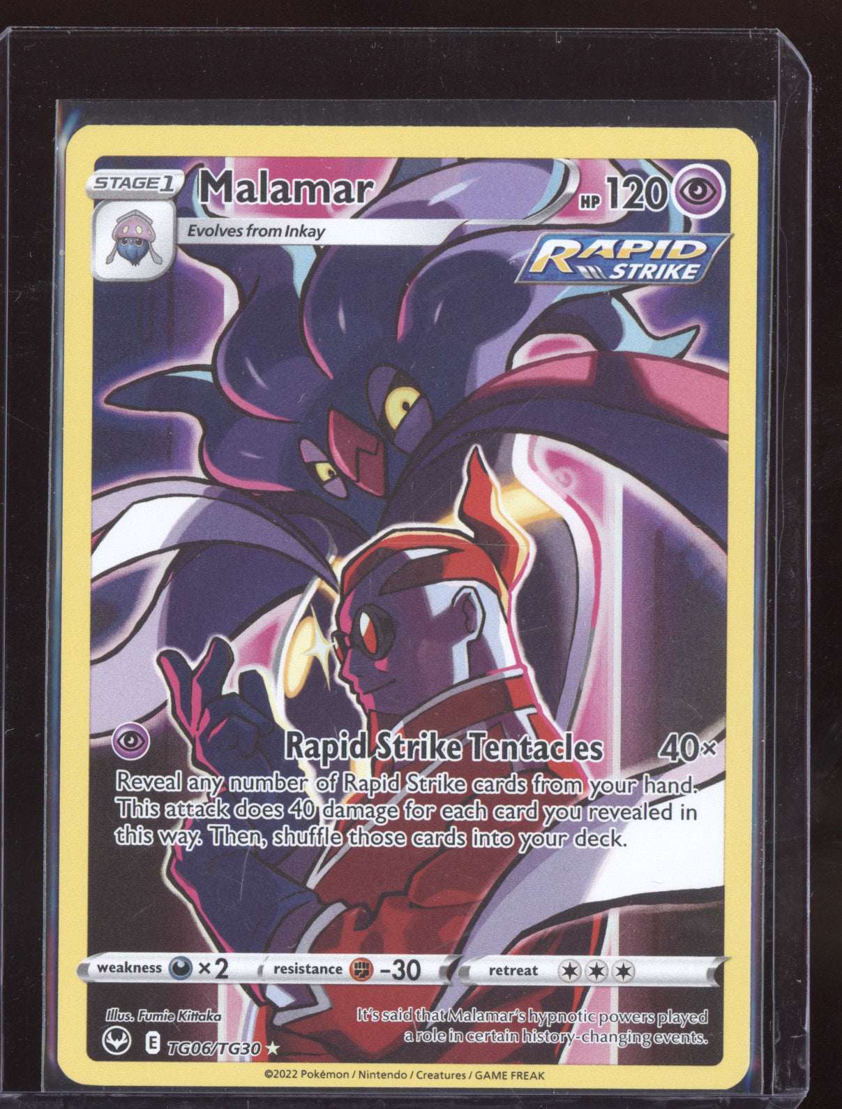Malamar 2022 Pokemon Silver Tempest Trainer Gallery Holo Rare TG06/TG30