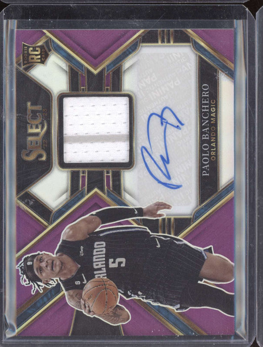 Paolo Banchero 2022-23 Panini Select Rookie Jersey Auto Purple RC 36/99