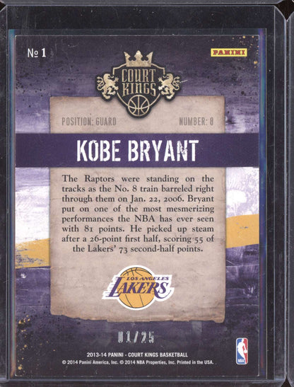 Kobe Bryant 2013-14 Panini Court Kings Royal Performances 1/25