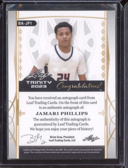 Jamari Phillips 2023 Leaf Trinity Auto 15/25