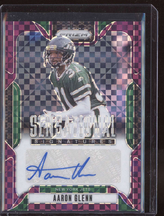 Aaron Glenn 2024 Panini Prizm Purple Power Sensational Auto 25/49