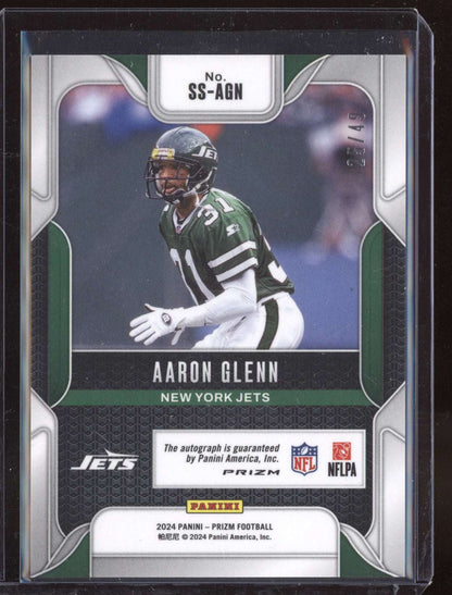 Aaron Glenn 2024 Panini Prizm Purple Power Sensational Auto 25/49