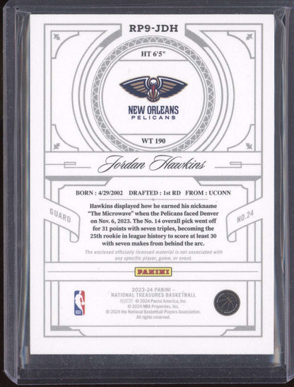 Jordan Hawkins 2023-24 Panini National Treasures Rookie Patch RC 04/25