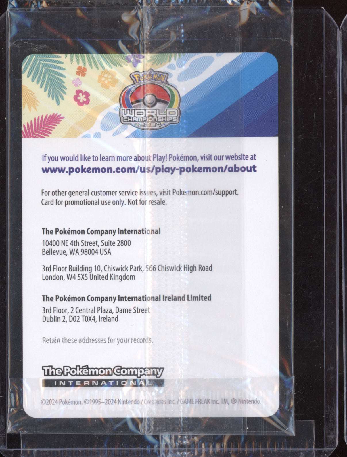 Pikachu 2024 Pokemon Scarlet & Violet Promo Sealed World Championships 190
