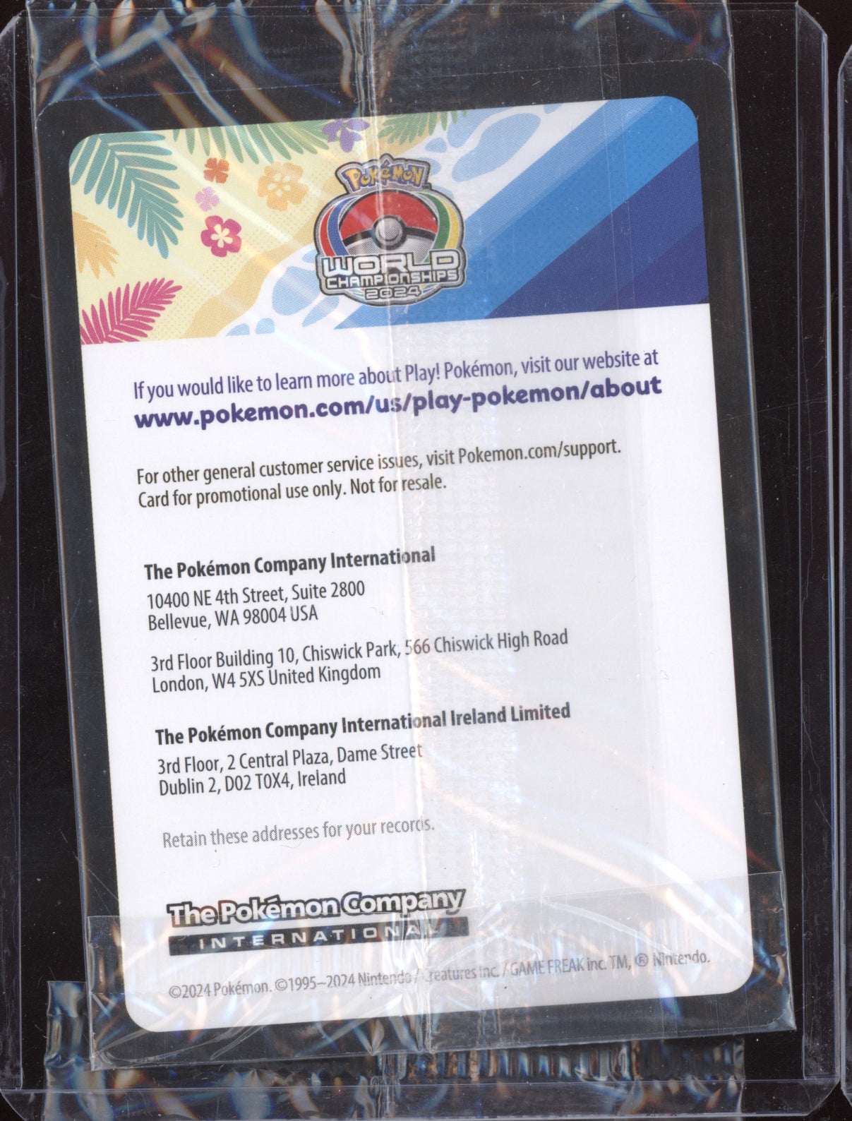 Pikachu 2024 Pokemon Scarlet & Violet Promo Sealed World Championships 190