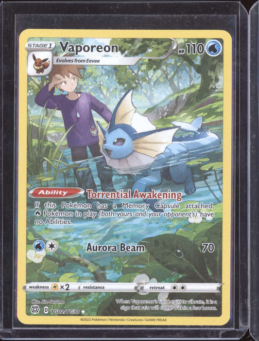 Vaporeon 2022 Pokemon Brilliant Stars Trainer Gallery Holo Rare TG02/TG30