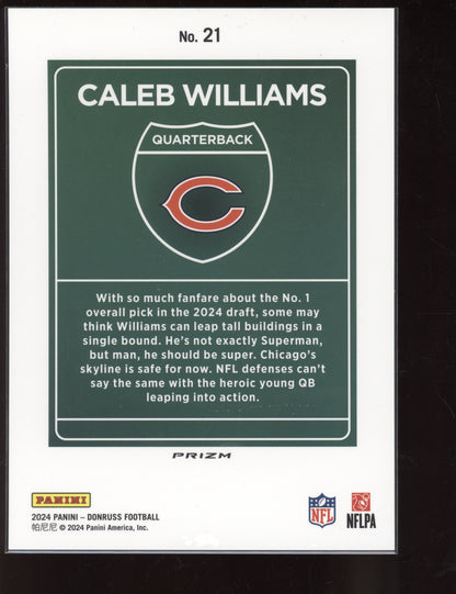 Caleb Williams 2024 Panini Donruss Oversized Jumbo Downtown RC