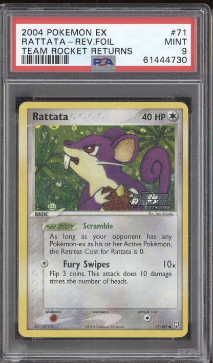 Rattata 2004 Pokemon Team Rocket Returns Reverse Foil Stamped 71/109 PSA 9