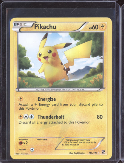 Pikachu Pokemon Black & White BLW 2011 Rare Secret 115/114
