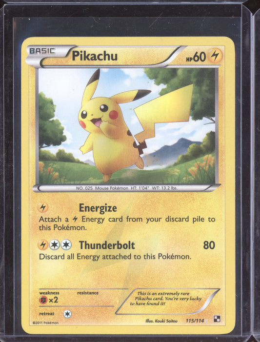 Pikachu Pokemon Black & White BLW 2011 Rare Secret 115/114