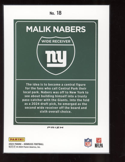 Malik Nabers 2024 Panini Donruss Oversized Jumbo Downtown RC