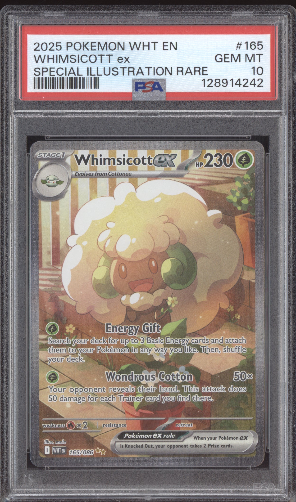 Whimsicott EX 2025 Pokemon White Flare Special Illustration Rare 165/086 PSA 10