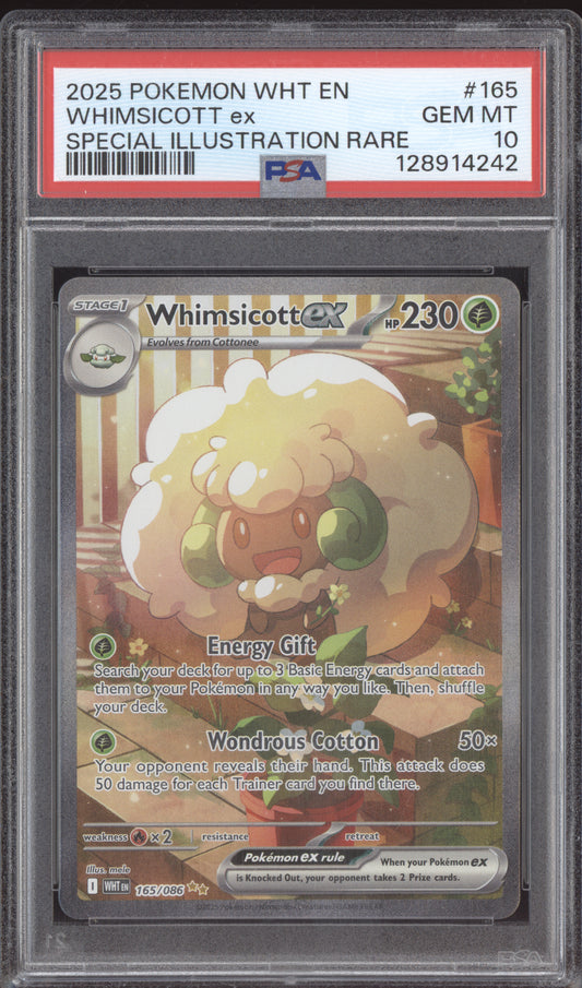 Whimsicott EX 2025 Pokemon White Flare Special Illustration Rare 165/086 PSA 10