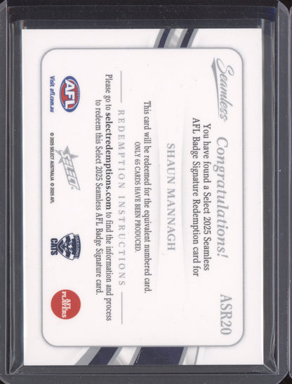Shaun Mannagh 2025 Select Seamless AFL Badge Signature Redemption 22/65