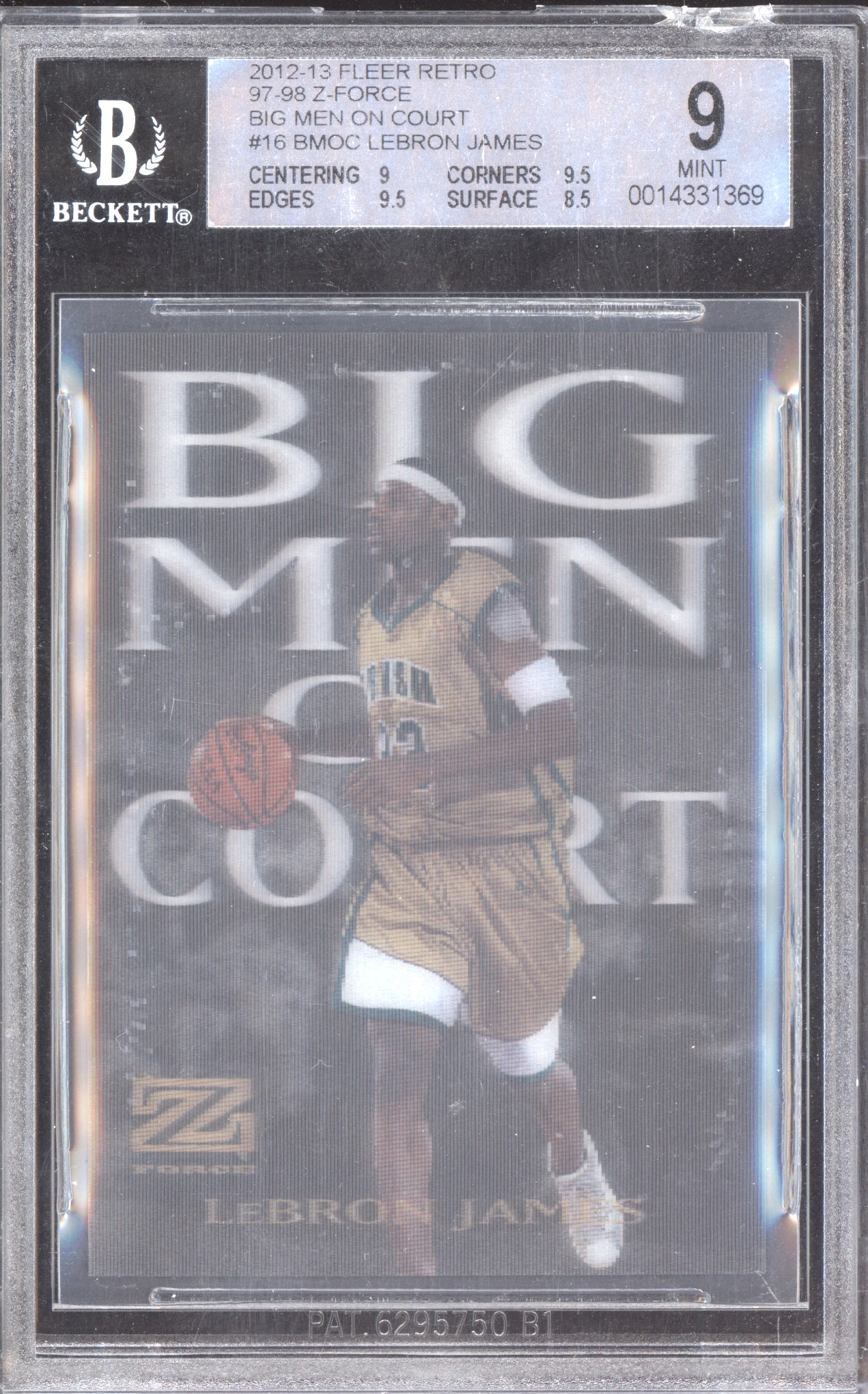 Lebron James 2012 Fleer Retro 97-98 Z Force Big Men on Court BGS 9
