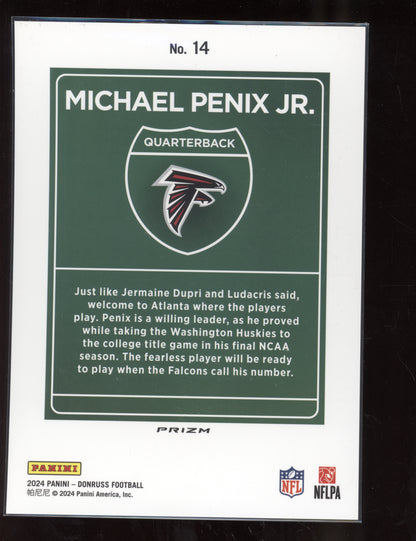 Michael Penix 2024 Panini Donruss Oversized Jumbo Downtown RC