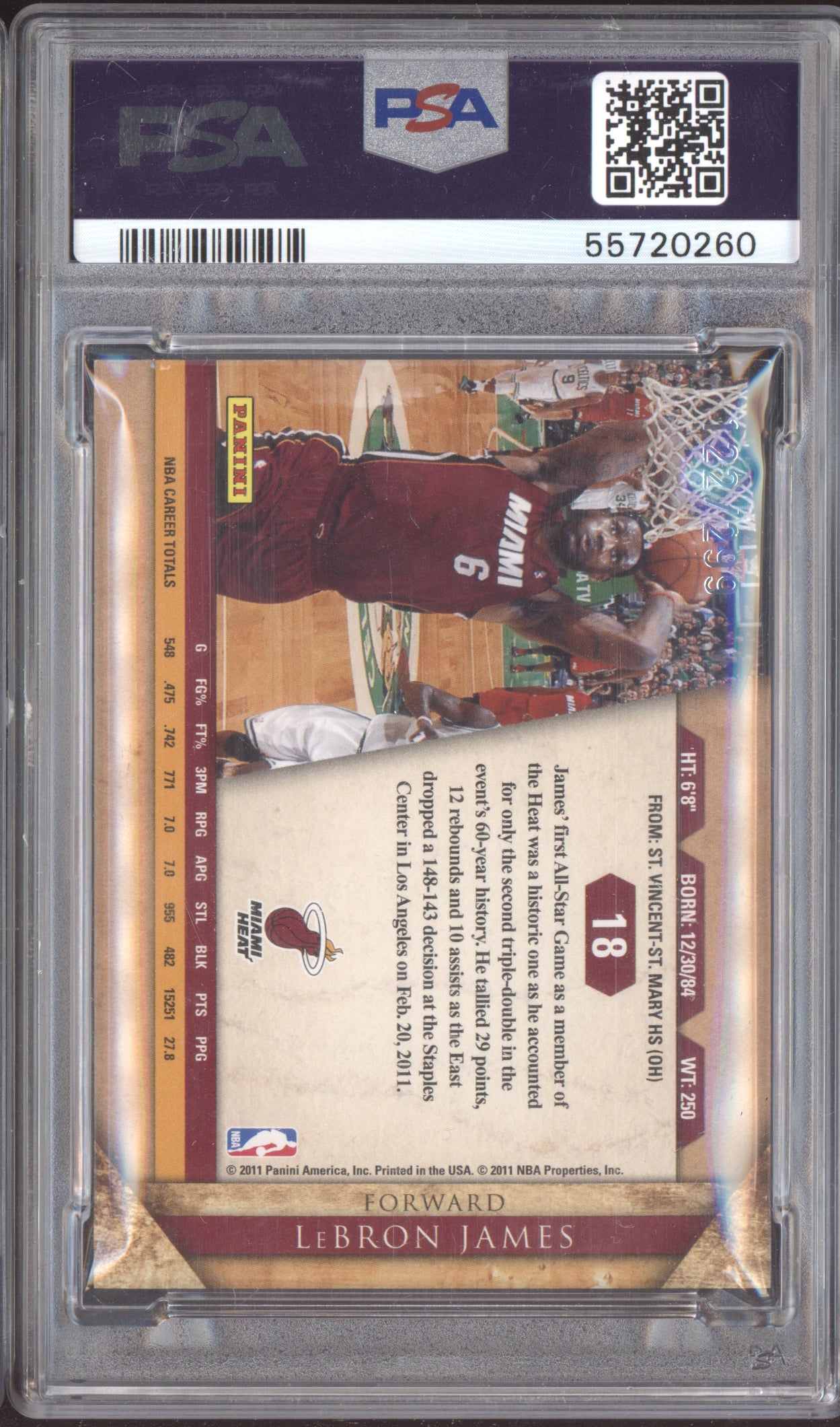 Lebron James 2010 Panini Gold Standard 122/299 PSA 8