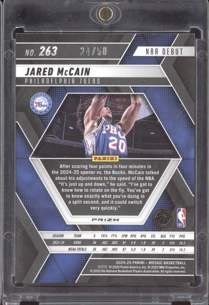 Jared McCain 2024-25 Panini Mosaic Purple Fast Break RC 24/50