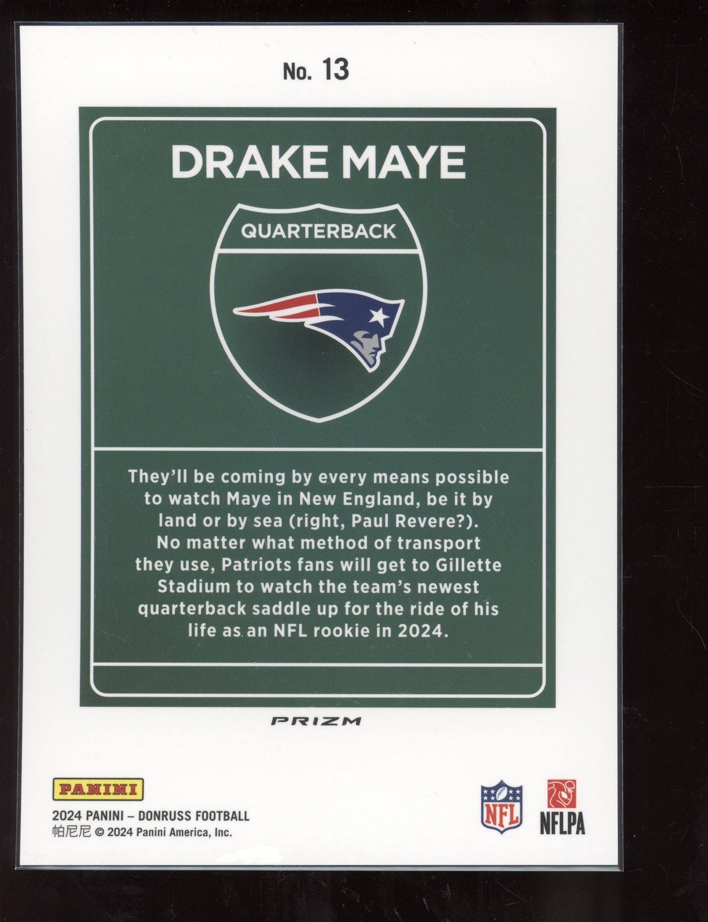 Drake Maye 2024 Panini Donruss Oversized Jumbo Downtown RC