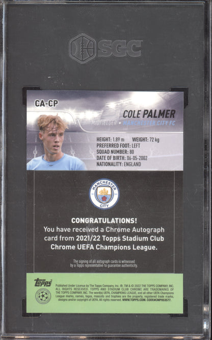 Cole Palmer 2021 Topps Stadium Club Auto RC SGC 9.5/10