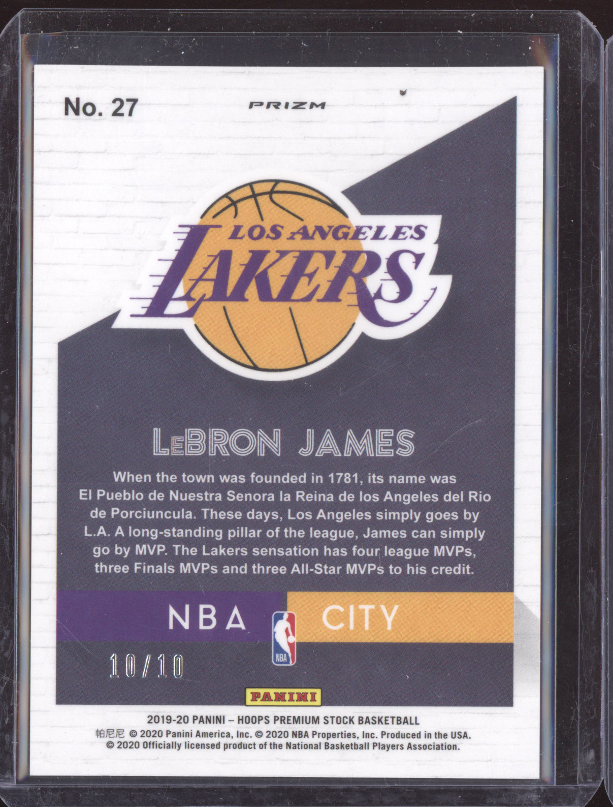LeBron James 2023 Panini Hoops Premium Gold NBA City 10/10