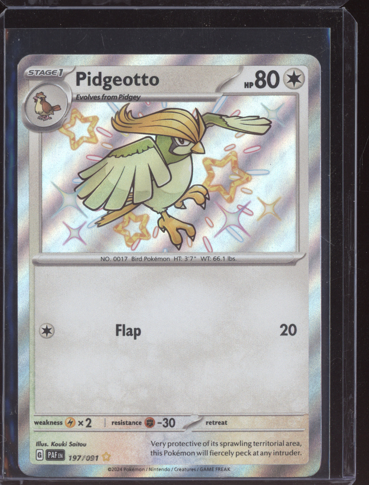 Pidgeotto 2024 Pokemon Paldean Fates Shiny Rare 197/091
