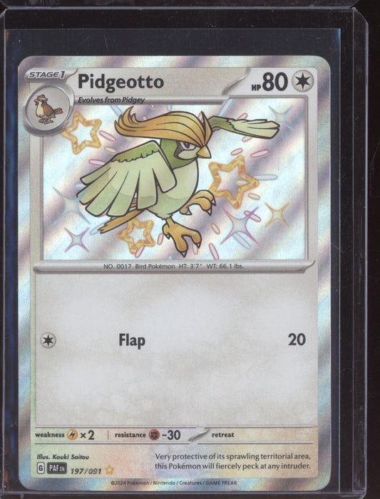 Pidgeotto 2024 Pokemon Paldean Fates Shiny Rare 197/091