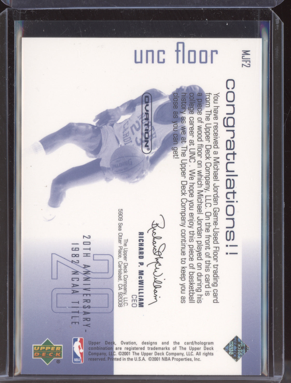 Michael Jordan 2001 Upper Deck Ovation MJ UNC Memorabilia