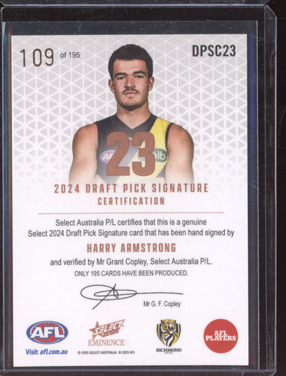 Harry Armstrong 2025 Select Eminence Draft Pick Signature Cooper RC 109/195
