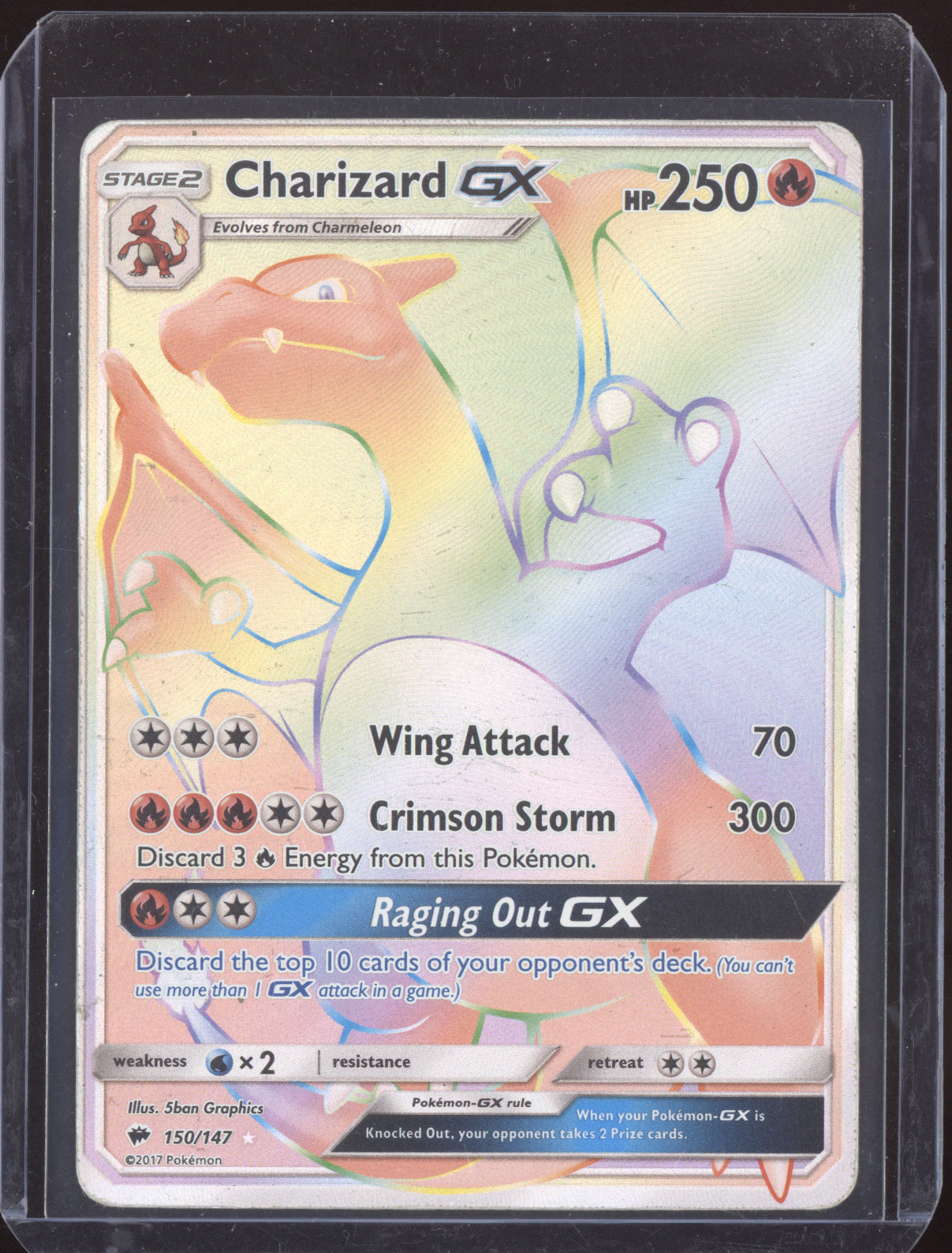 Charizard-GX 2017 Pokemon Burning Shadows Rainbow Rare 150/147