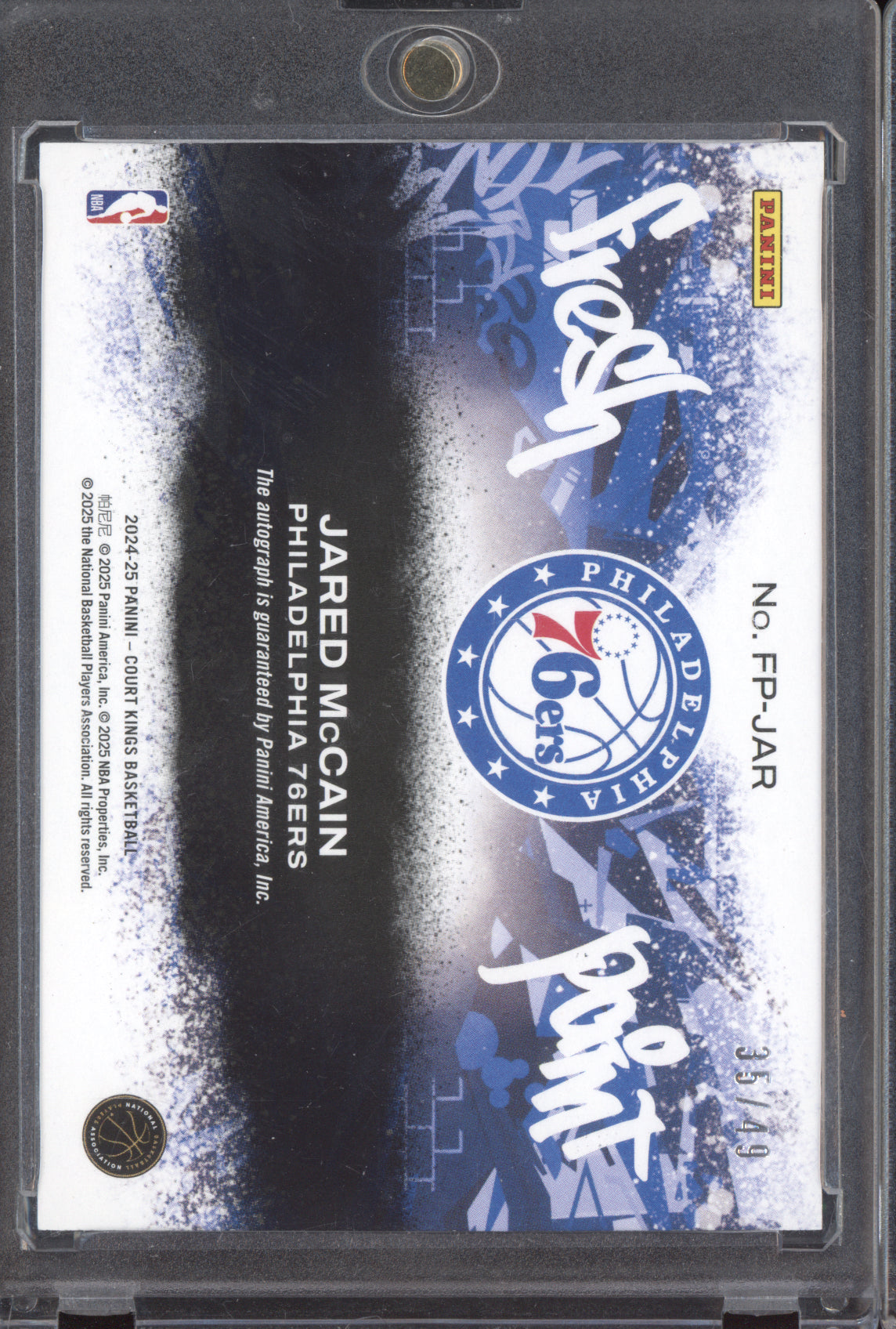 Jared McCain 2024-25 Panini Court Kings Violet Auto RC 35/49