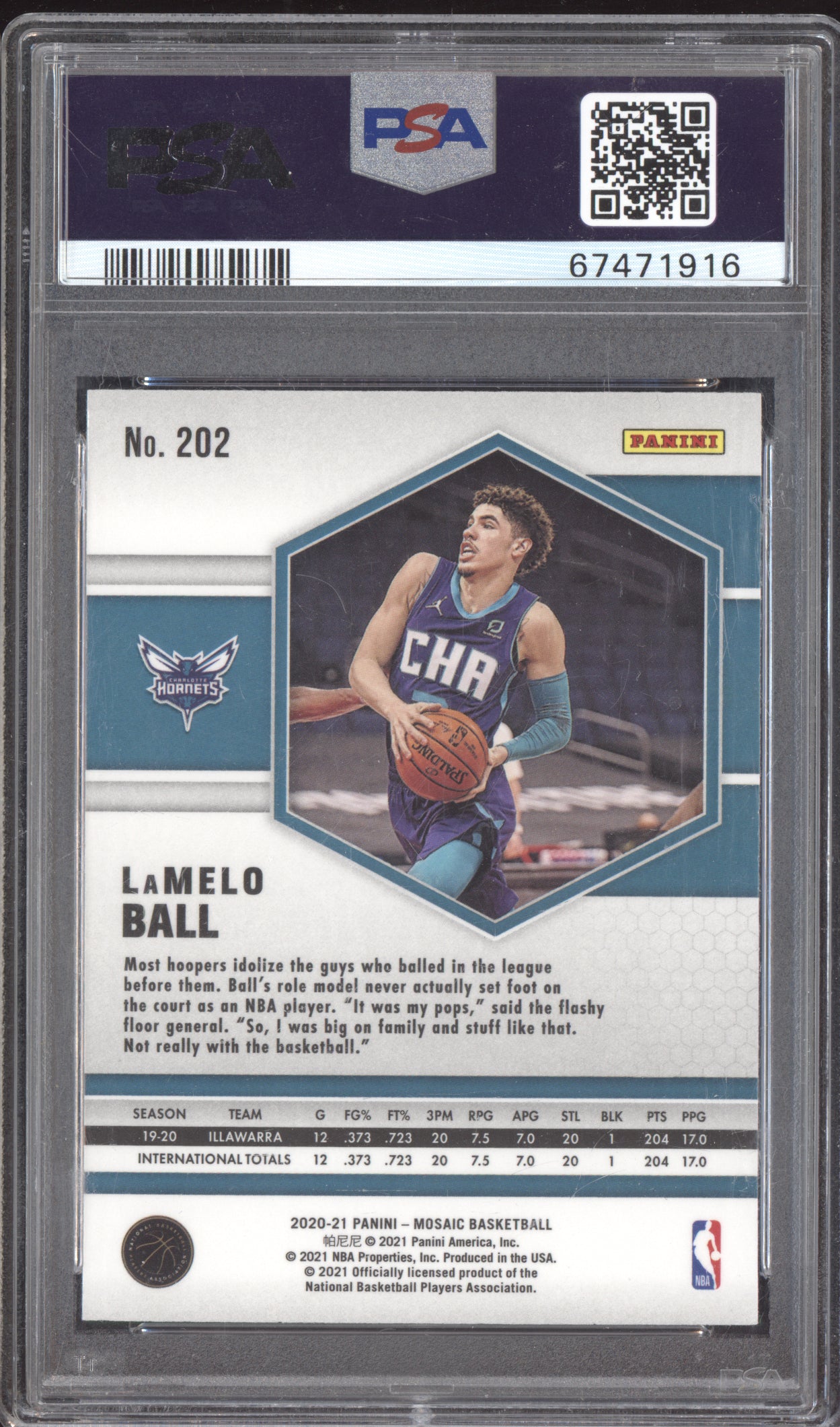 Lamelo Ball 2020 Panini Mosaic RC PSA 10