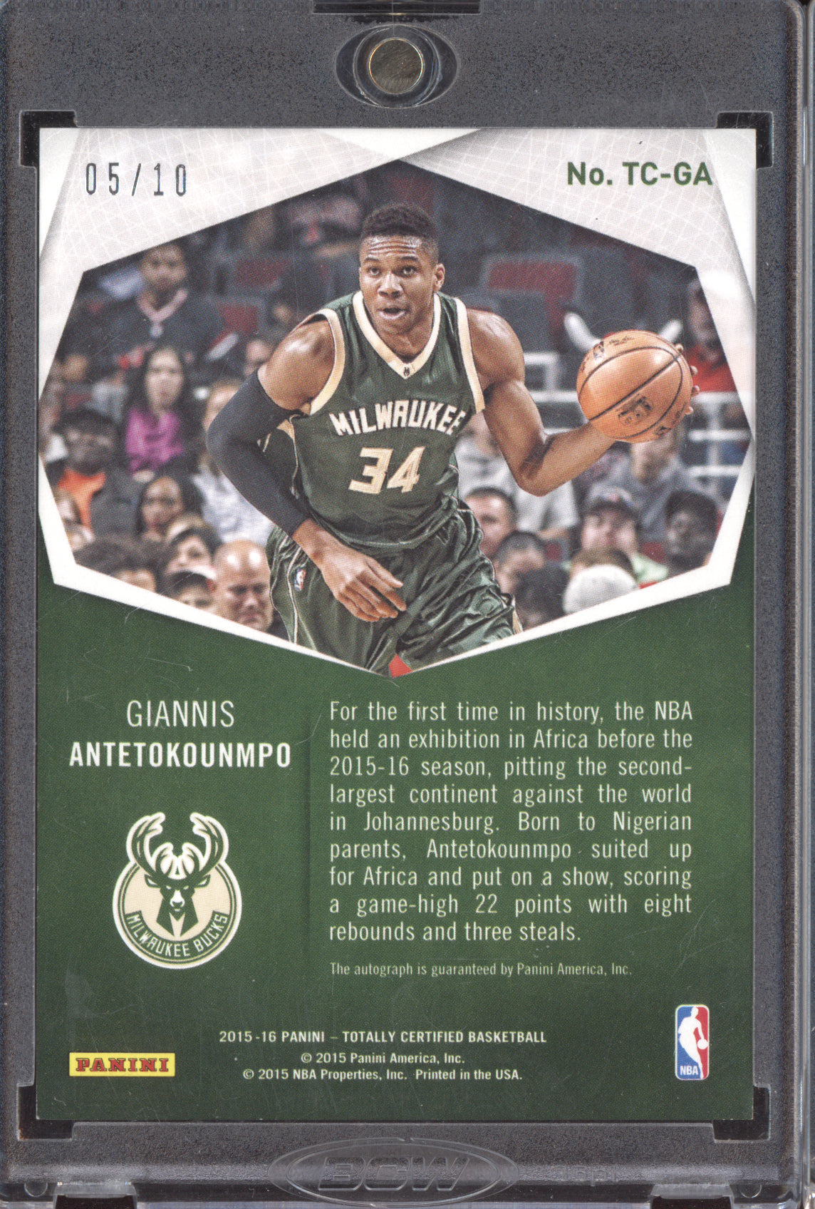 Giannis Antetokounmpo 2015-16 Panini Totally Certified Gold Auto 05/10