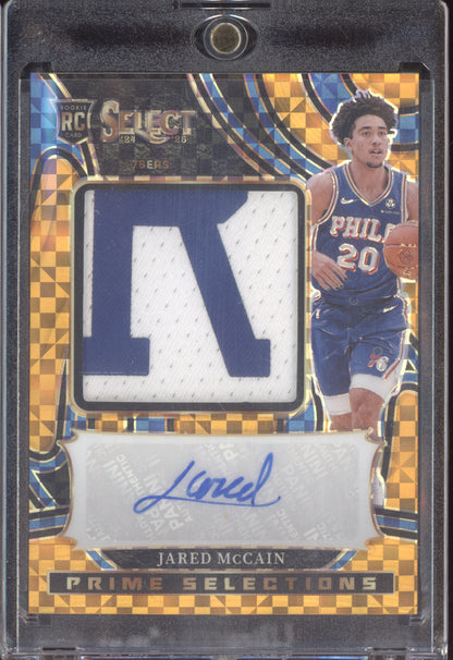 Jared McCain 2024-25 Panini Select Gold Prime Selections Patch Auto RC 05/10