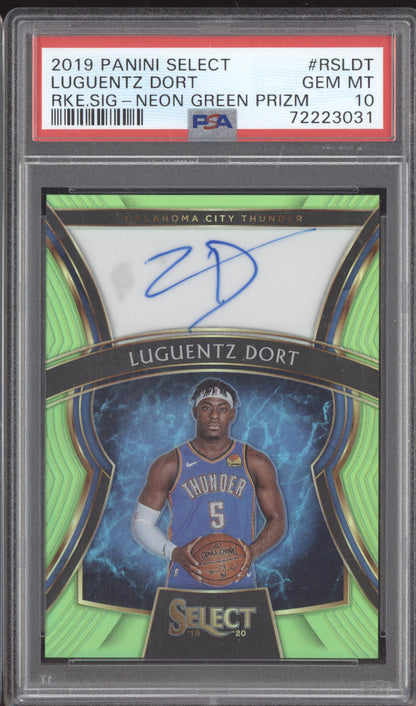 Lugentz Dort 2019 Panini Select Neon Green Rookie Auto RC 40/99 PSA 10