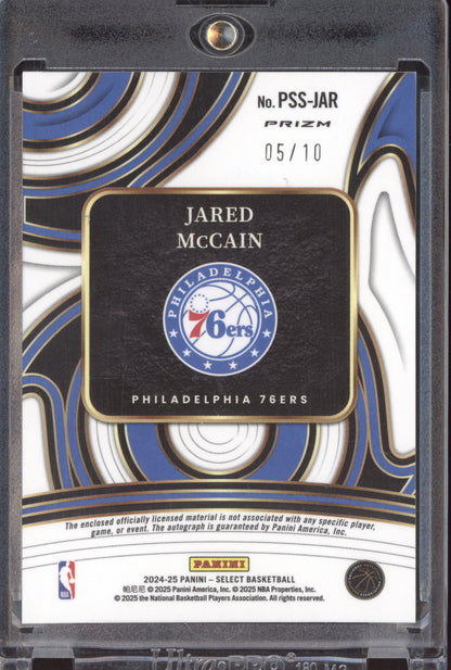 Jared McCain 2024-25 Panini Select Gold Prime Selections Patch Auto RC 05/10