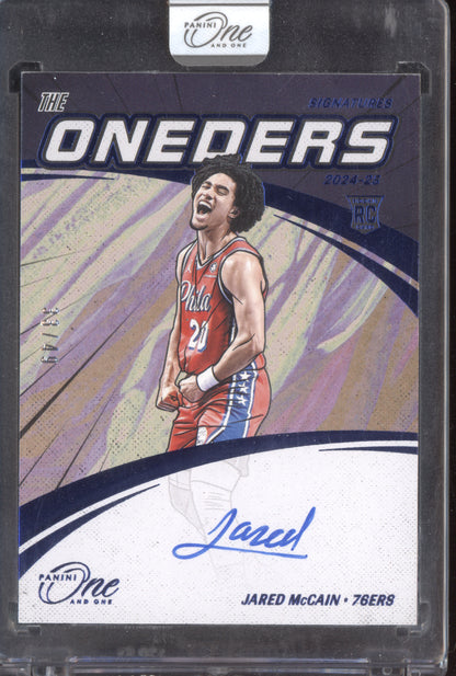 Jared McCain 2024-25 Panini One and One The Oneders Signature Blue Auto RC 33/49