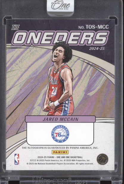 Jared McCain 2024-25 Panini One and One The Oneders Signature Blue Auto RC 33/49