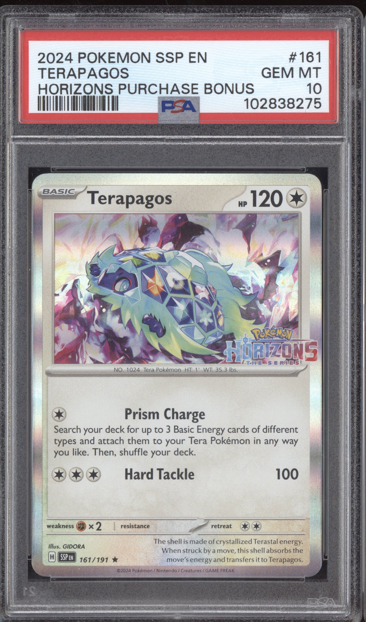 Terapagos 2024 Pokemon Surging Sparks Horizons Stamped Bonus 161/191 PSA 10