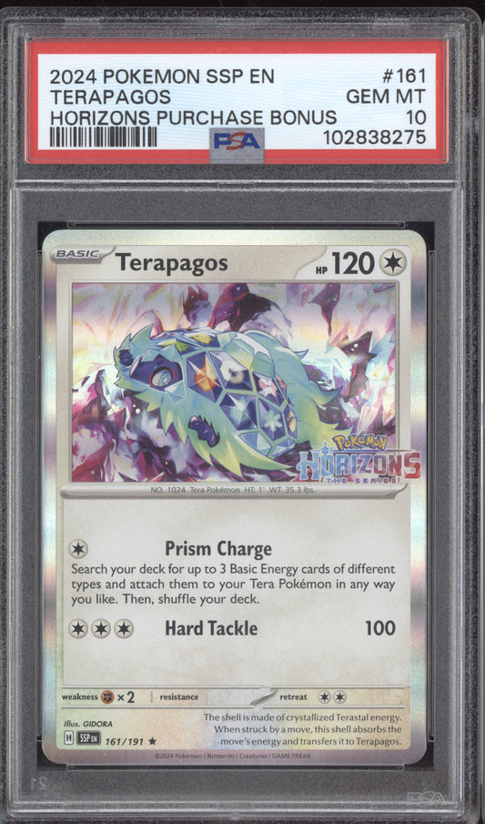 Terapagos 2024 Pokemon Surging Sparks Horizons Stamped Bonus 161/191 PSA 10