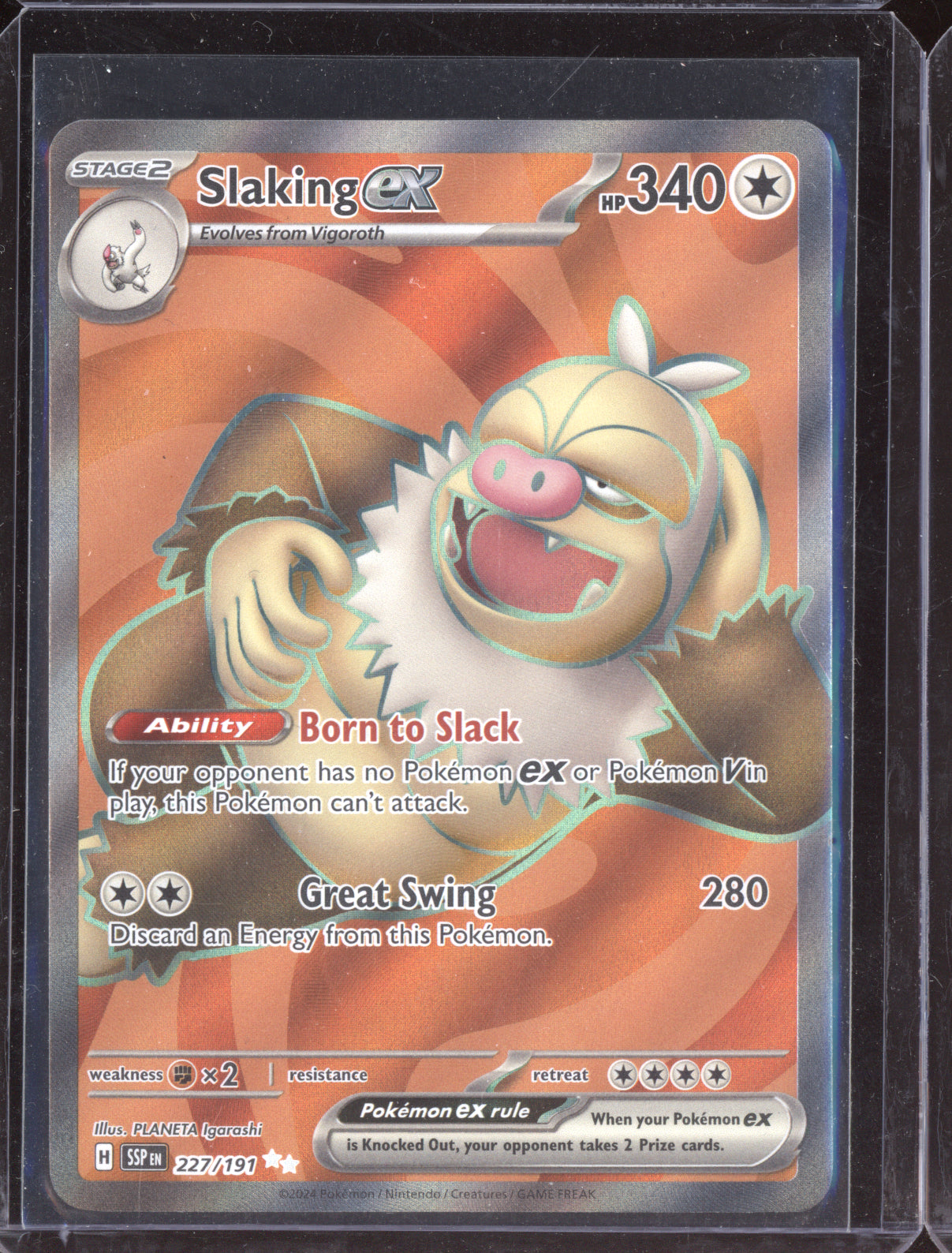 Slaking ex 2024 Pokemon Surging Sparks Ultra Rare 227/191